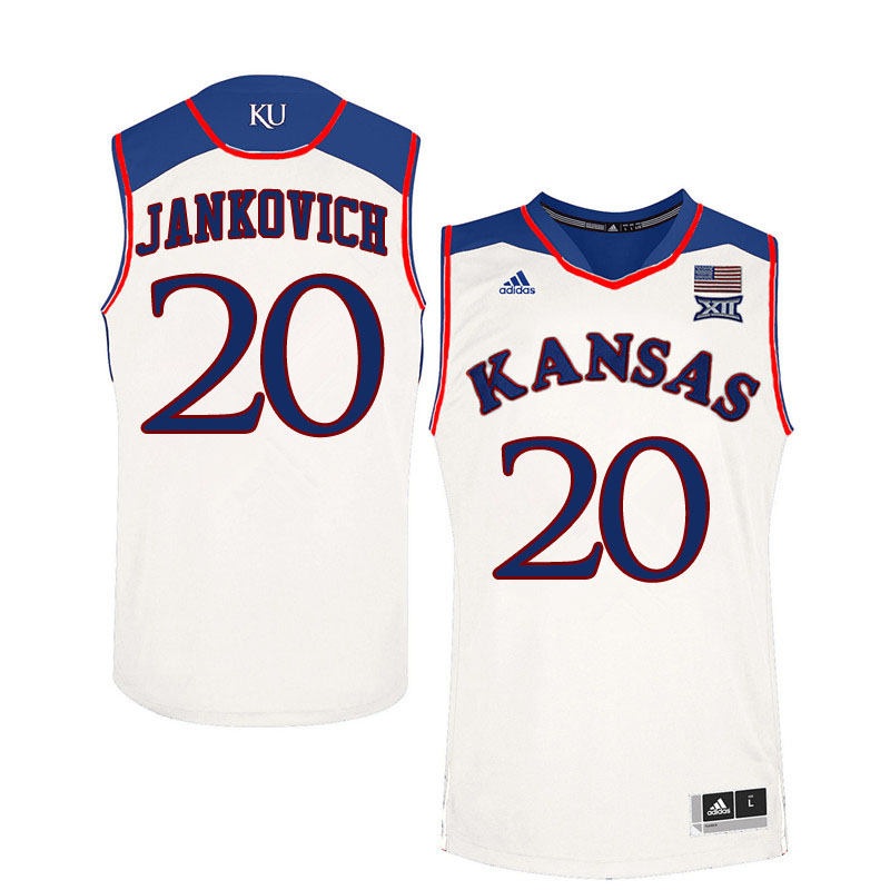 Men #20 Michael Jankovich Kansas Jayhawks College Basketball Jerseys Sale-White - Click Image to Close